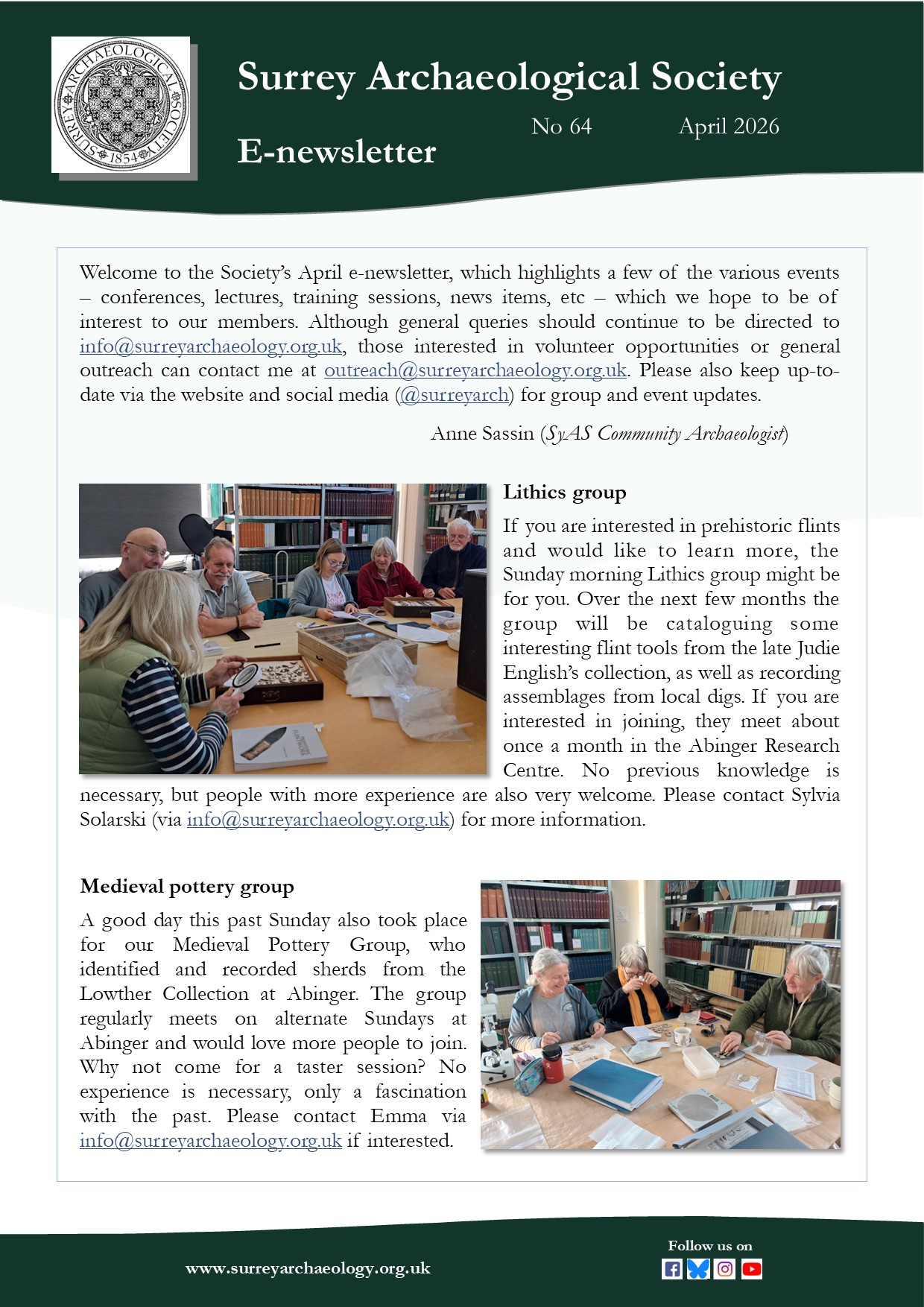 Enewsletter 064 | Surrey Archaeological Society